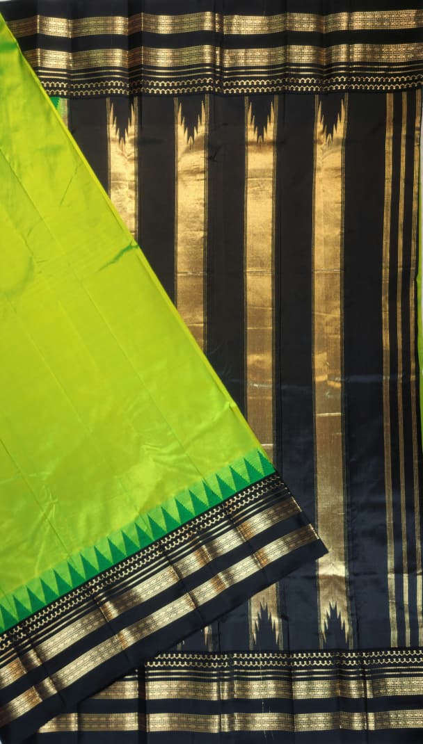 Green Ilkal Gadwal Pure Silk Saree - Gayathri Edition