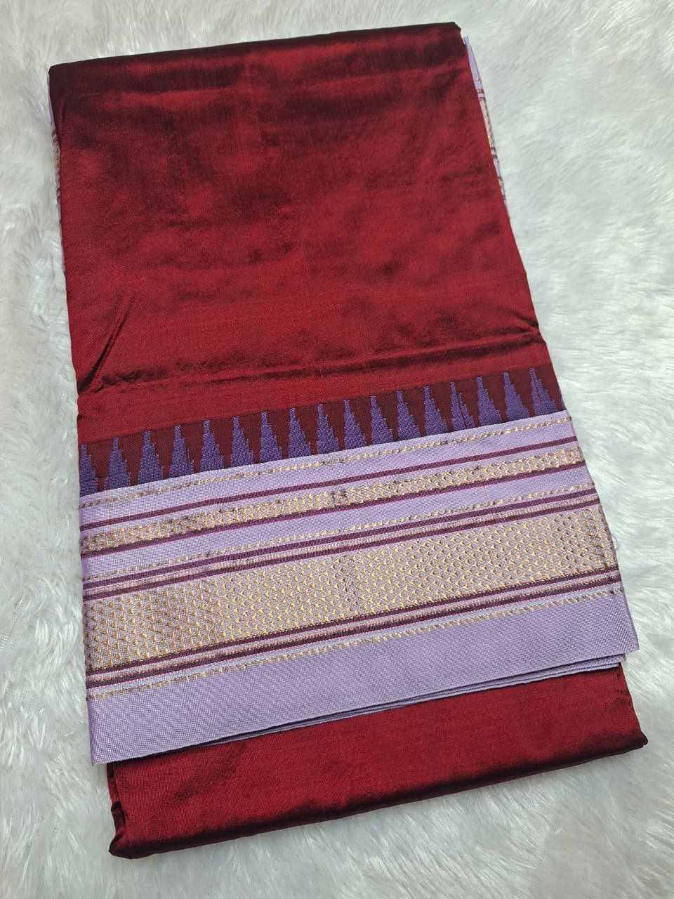 Maroon-Lilac Ilkal Silk