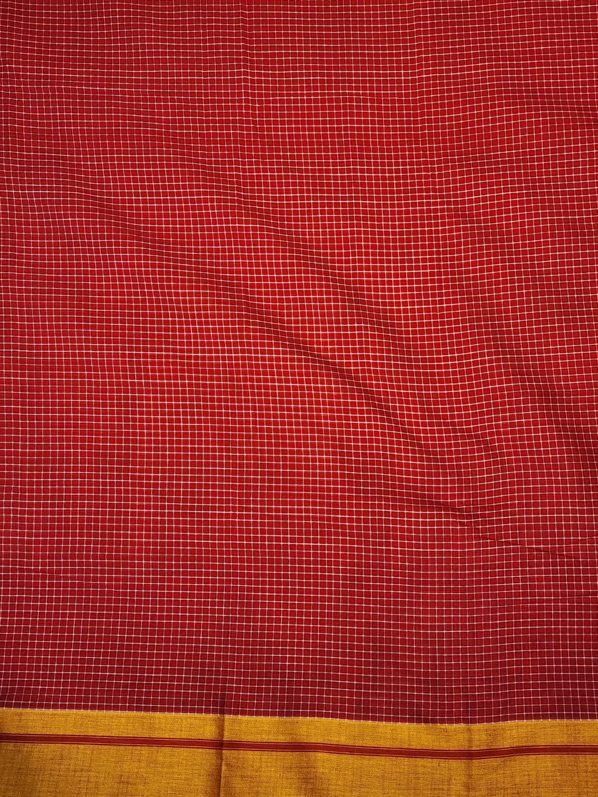 red-and-white checked Patteda Anchu saree
