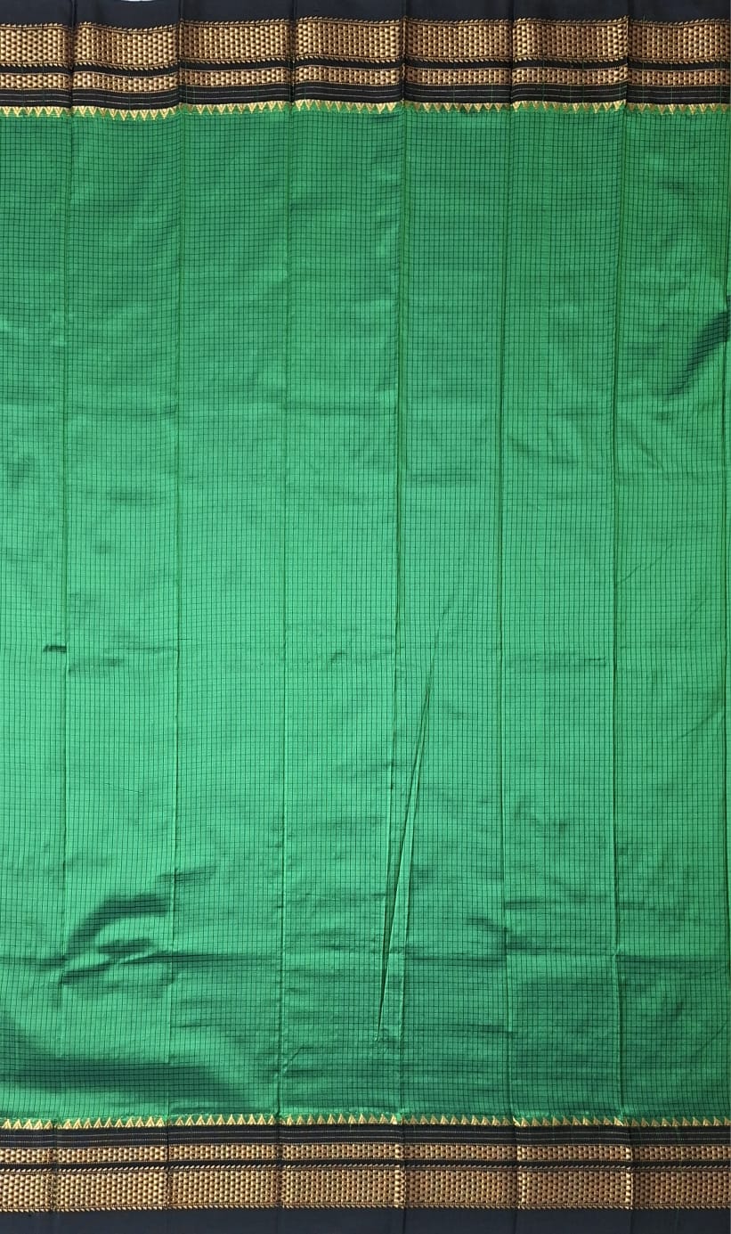 Green-Black Ragavali Checks- Ilkal Silk