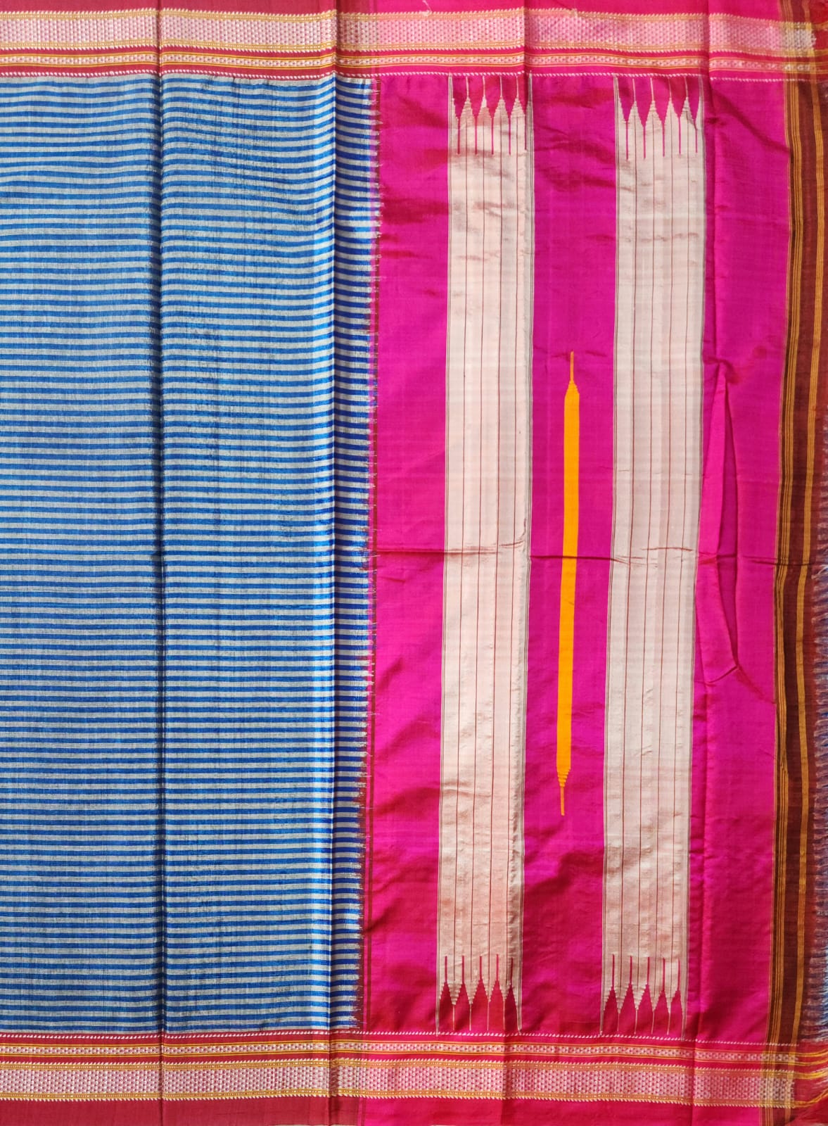 Royal Blue chikki paras border Ilkal Viscose Saree