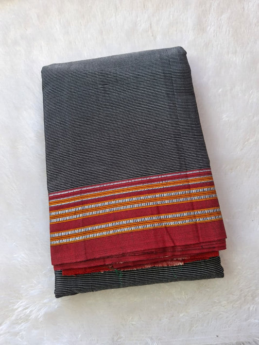 Black-Maroon Ilkal Mercerized Cotton (raasta saree)
