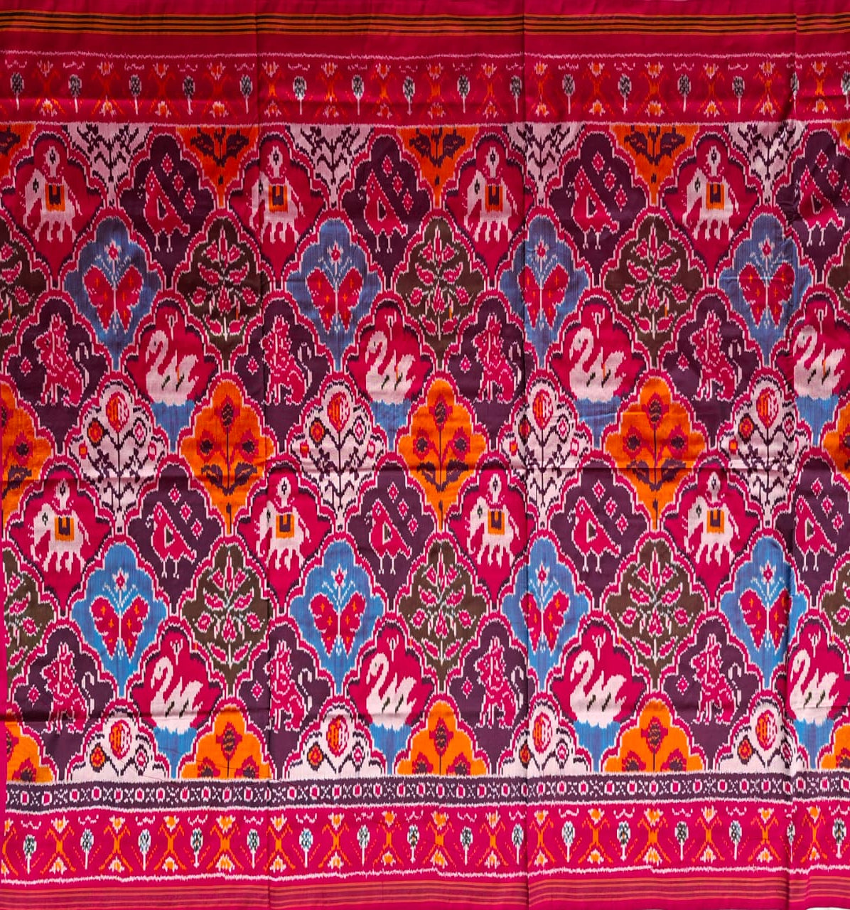 Multicolor Handloom Pochampally pure silk -MultiPattern design