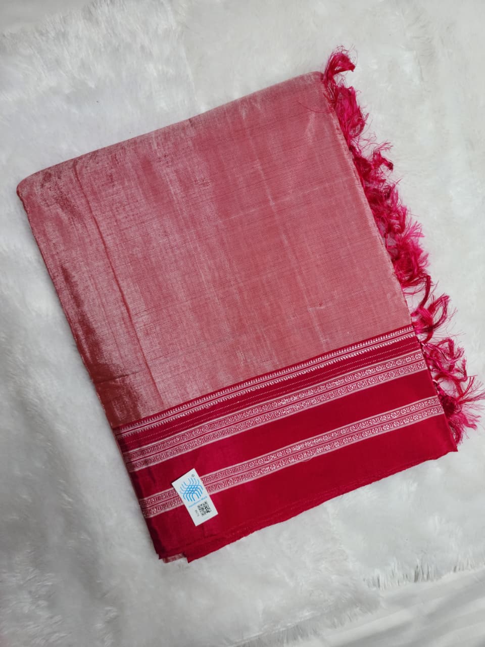Pink Red Ilkal Viscose Saree with Gayathri Border