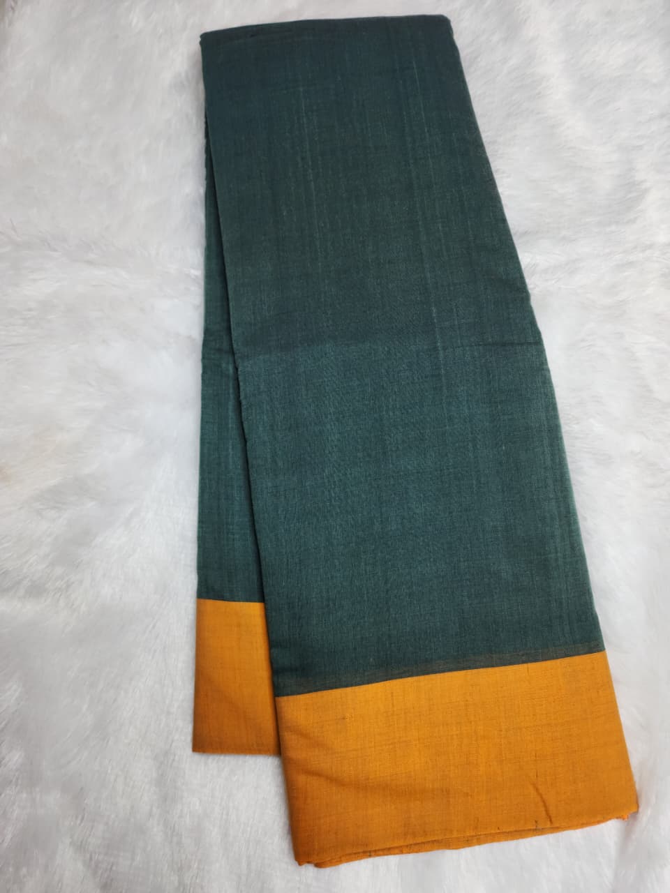 Teal Green Cotton Handloom Saree