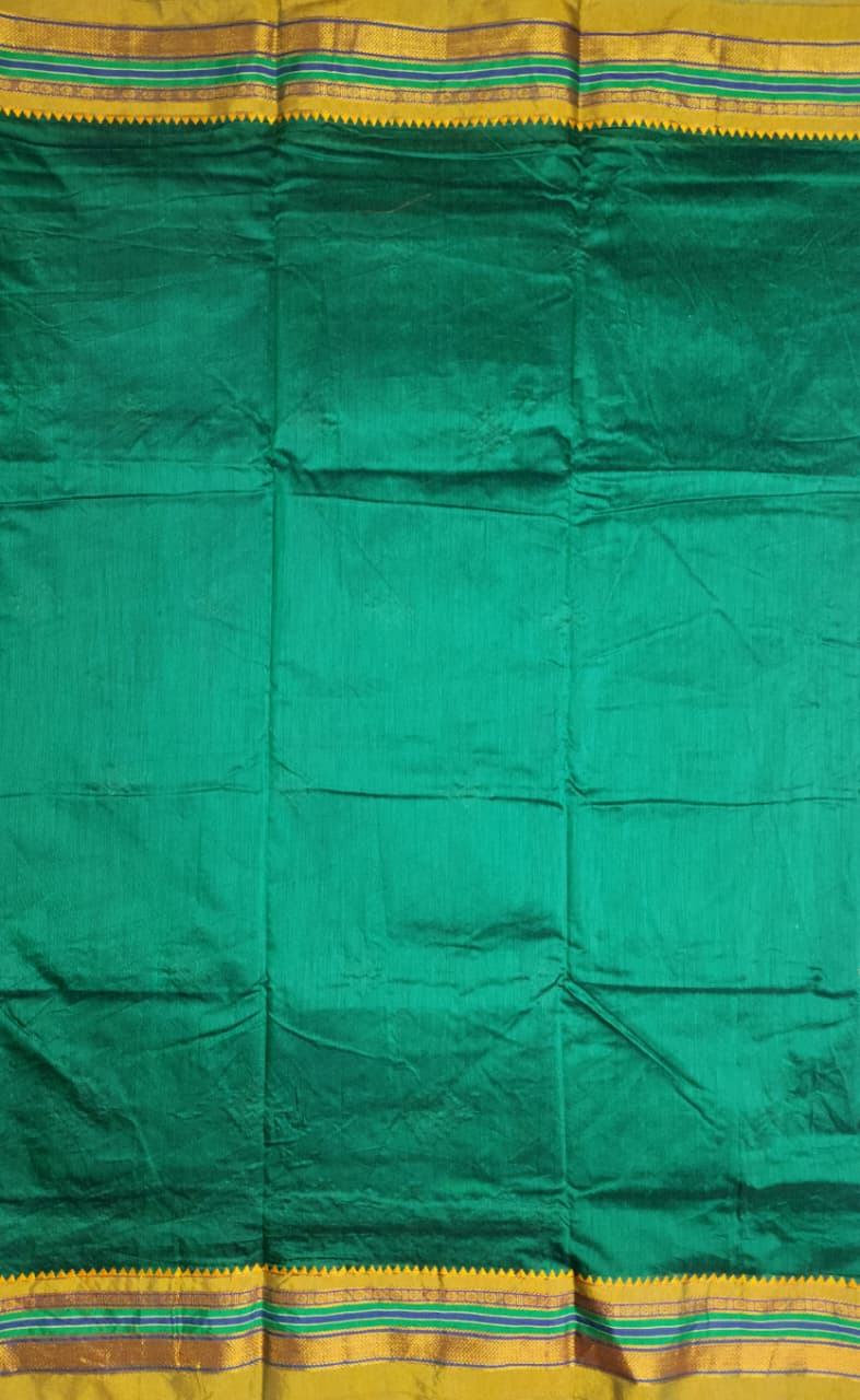 Emerald Green Ilkal Kasuti Saree with Traditional Zari Border