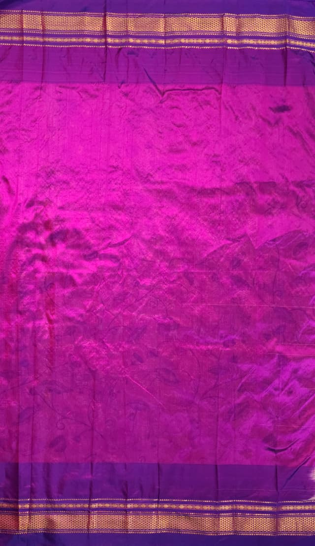 Warm Mustard-Yellow Ilkal–Kalamkari Floral print Fusion Saree