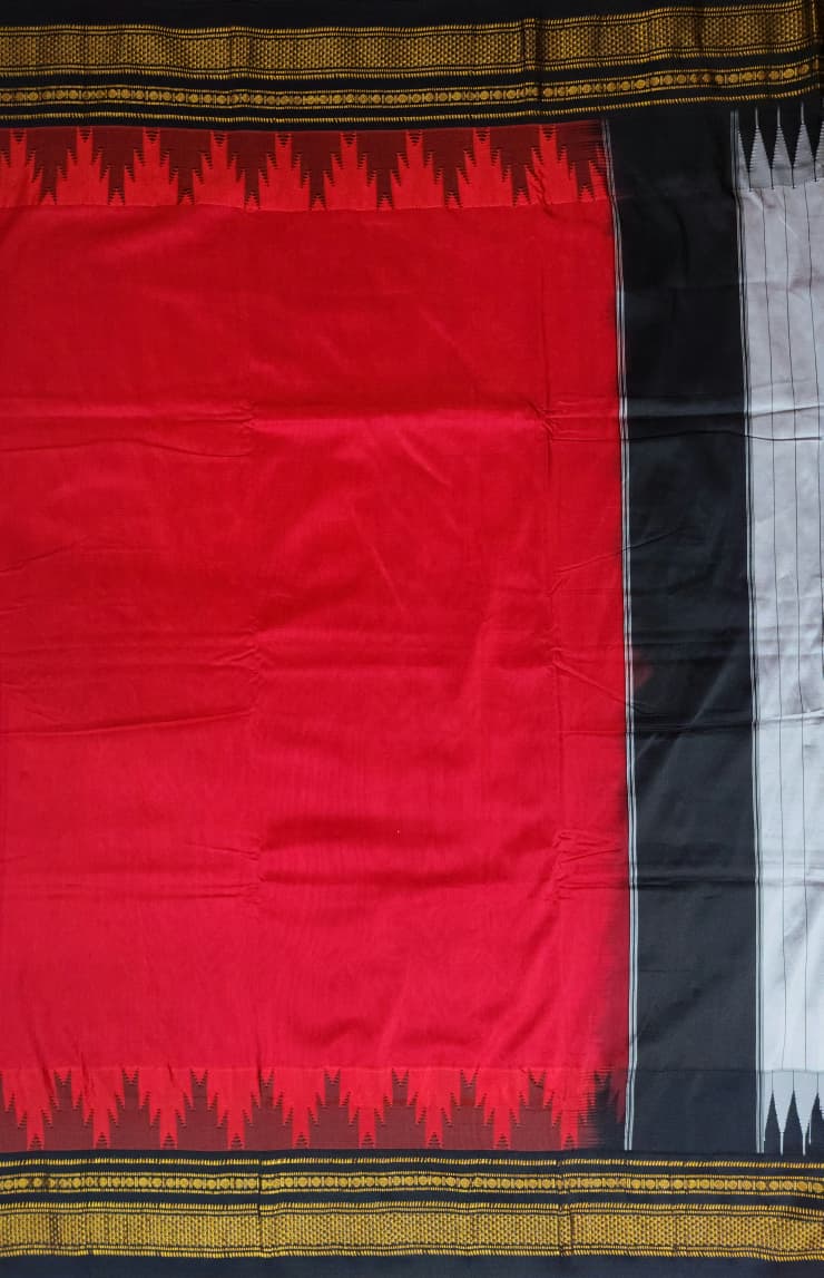 Black & Red Tana Gadawal Ilkal Cotton Saree