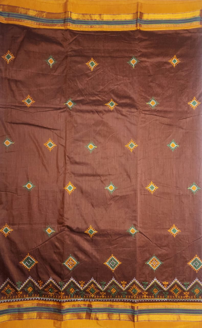 Earthy Brown Ilkal Kasuti Saree