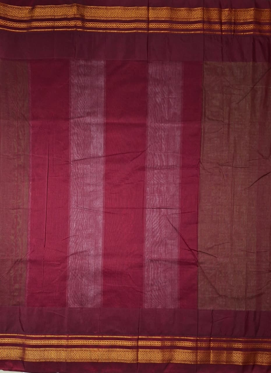 Fresh Green Gadwal Chaduranga Ilkal Cotton Saree with Contrast Zari Border & Pallu