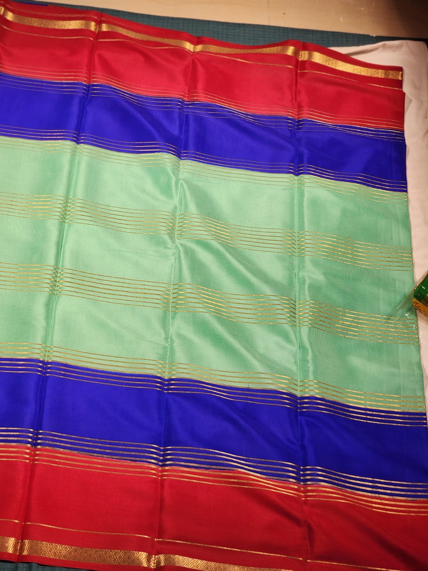 Mint_Royal Blue and Maroon mysore silk